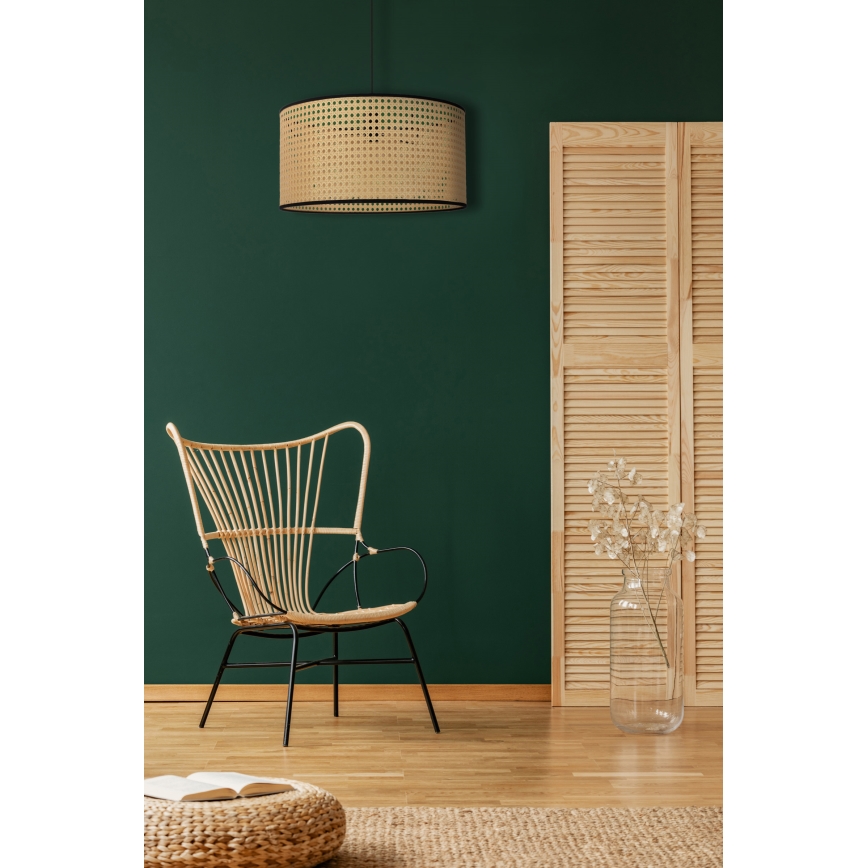 Duolla - Pendel ROLLER 1xE27/15W/230V diameter 45 cm Rattan/sort