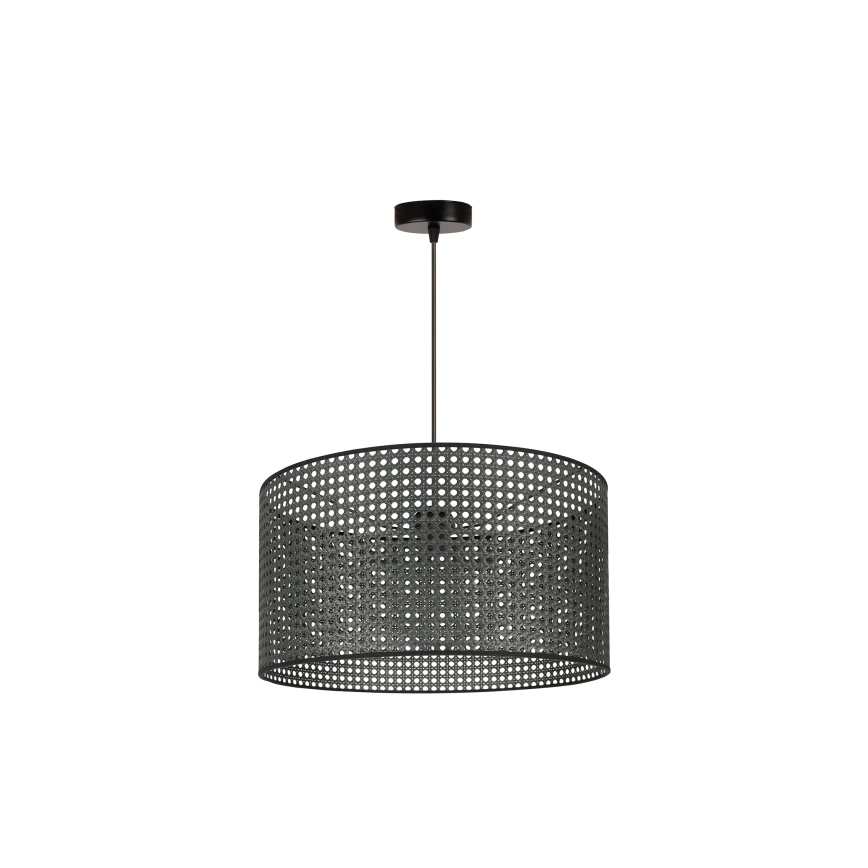 Duolla - Pendel ROLLER RATTAN 1xE27/15W/230V diameter 45 cm sort