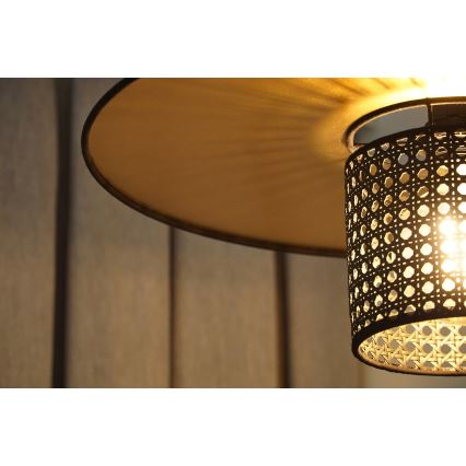 Duolla - Pendel TOKYO RATTAN 1xE27/15W/230V diameter 50 cm guldfarvet/sort
