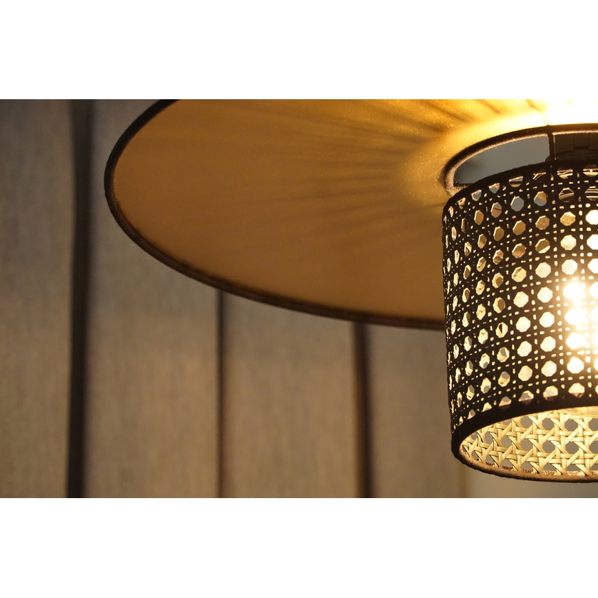Duolla - Pendel TOKYO RATTAN 1xE27/15W/230V diameter 50 cm guldfarvet/sort