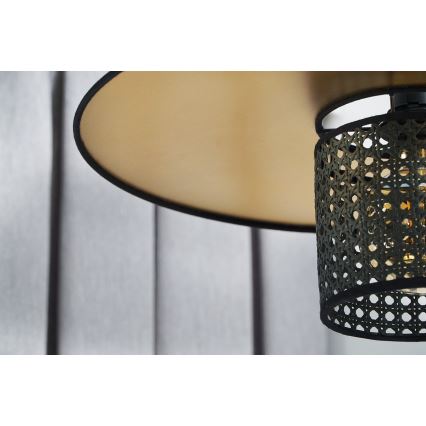 Duolla - Pendel TOKYO RATTAN 1xE27/15W/230V diameter 50 cm guldfarvet/sort
