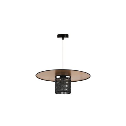 Duolla - Pendel TOKYO RATTAN 1xE27/15W/230V diameter 50 cm guldfarvet/sort