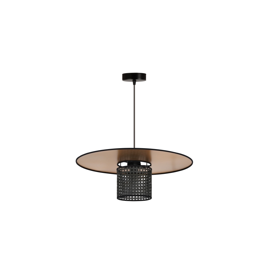 Duolla - Pendel TOKYO RATTAN 1xE27/15W/230V diameter 50 cm guldfarvet/sort