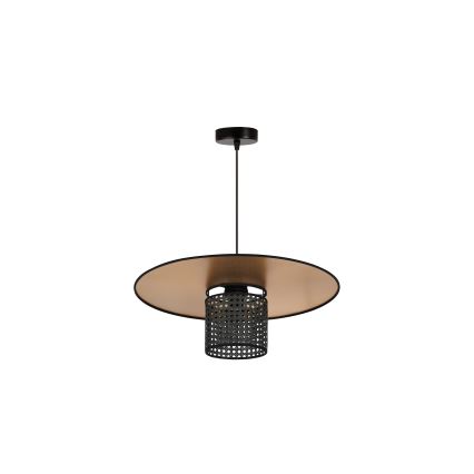 Duolla - Pendel TOKYO RATTAN 1xE27/15W/230V diameter 50 cm guldfarvet/sort