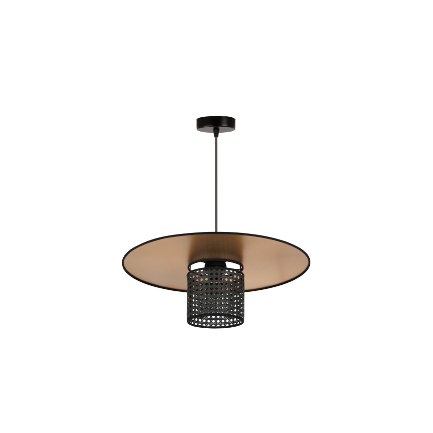 Duolla - Pendel TOKYO RATTAN 1xE27/15W/230V diameter 50 cm guldfarvet/sort
