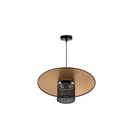 Duolla - Pendel TOKYO RATTAN 1xE27/15W/230V diameter 50 cm guldfarvet/sort