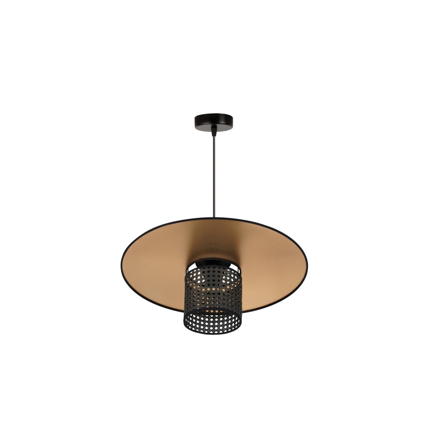 Duolla - Pendel TOKYO RATTAN 1xE27/15W/230V diameter 50 cm guldfarvet/sort
