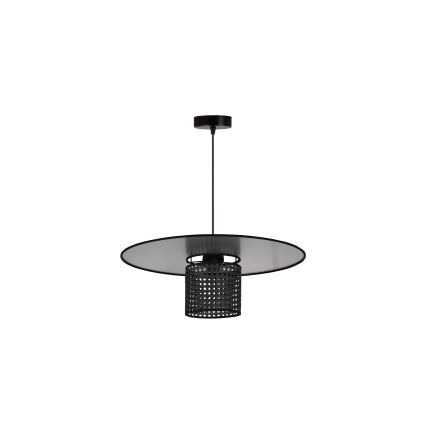 Duolla - Pendel TOKYO RATTAN 1xE27/15W/230V diameter 50 cm sort/sølvfarvet