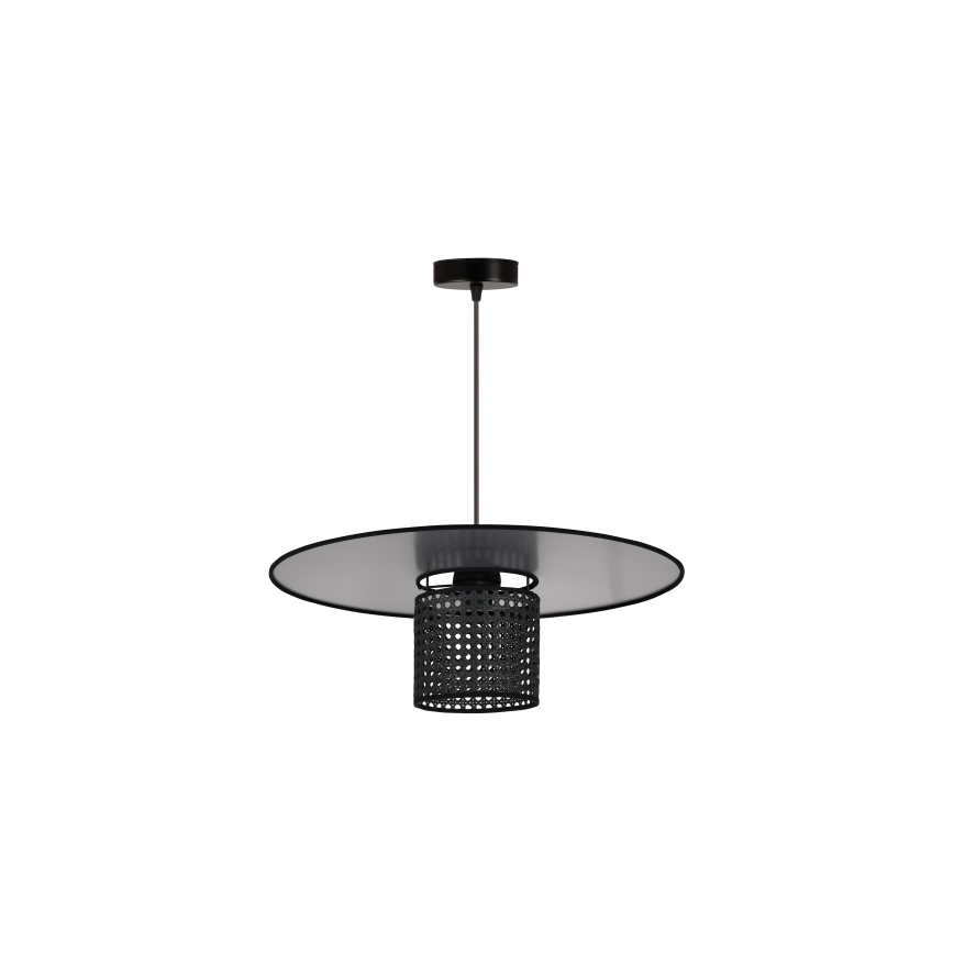 Duolla - Pendel TOKYO RATTAN 1xE27/15W/230V diameter 50 cm sort/sølvfarvet