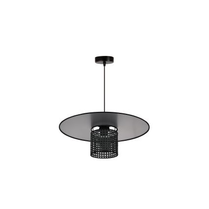 Duolla - Pendel TOKYO RATTAN 1xE27/15W/230V diameter 50 cm sort/sølvfarvet