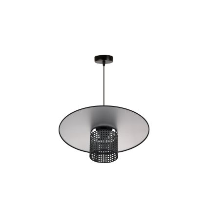 Duolla - Pendel TOKYO RATTAN 1xE27/15W/230V diameter 50 cm sort/sølvfarvet