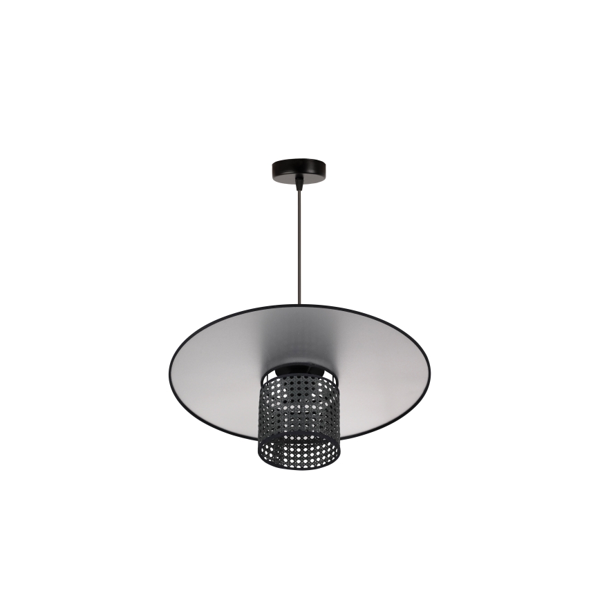 Duolla - Pendel TOKYO RATTAN 1xE27/15W/230V diameter 50 cm sort/sølvfarvet