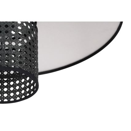 Duolla - Pendel TOKYO RATTAN 1xE27/15W/230V diameter 50 cm sort/sølvfarvet