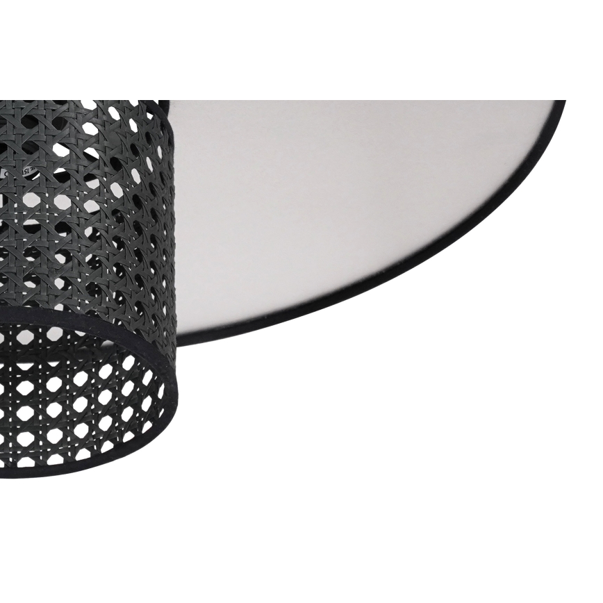 Duolla - Pendel TOKYO RATTAN 1xE27/15W/230V diameter 50 cm sort/sølvfarvet