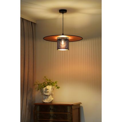 Duolla - Pendel TOKYO SHINY 1xE27/15W/230V diameter 50 cm sort/kobber