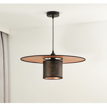 Duolla - Pendel TOKYO SHINY 1xE27/15W/230V diameter 50 cm sort/kobber