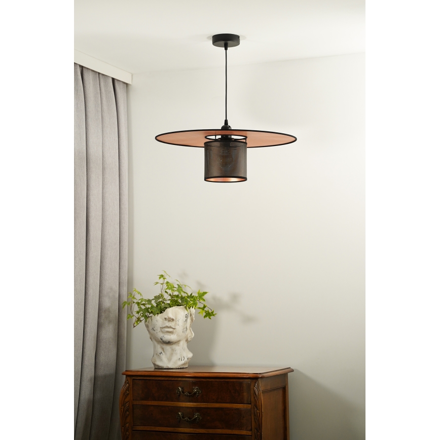 Duolla - Pendel TOKYO SHINY 1xE27/15W/230V diameter 50 cm sort/kobber