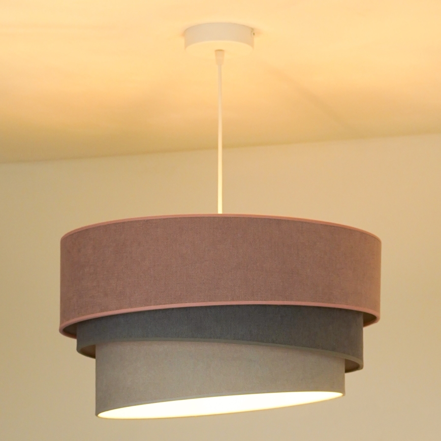 Duolla - Pendel TRIO 1xE27/15W/230V diameter 45 cm lyserød/grå/hvid