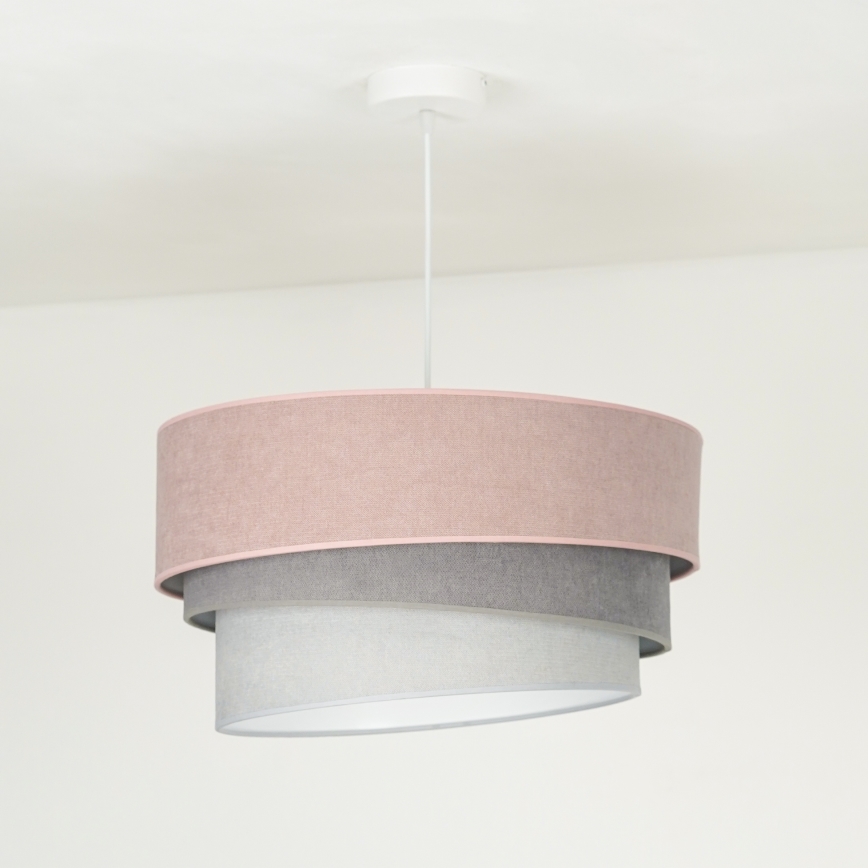 Duolla - Pendel TRIO 1xE27/15W/230V diameter 45 cm lyserød/grå/hvid