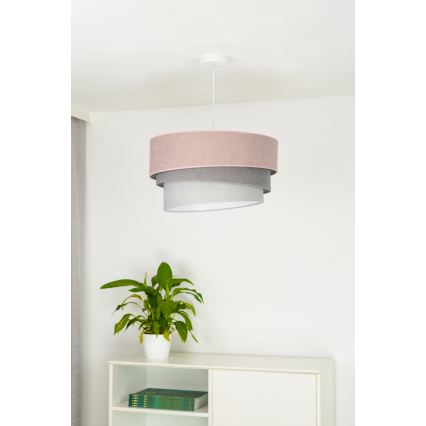 Duolla - Pendel TRIO 1xE27/15W/230V diameter 45 cm lyserød/grå/hvid