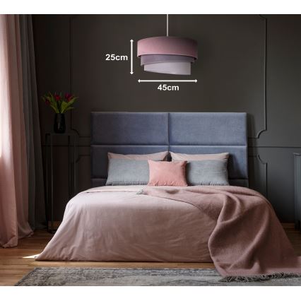 Duolla - Pendel TRIO 1xE27/15W/230V diameter 45 cm lyserød/grå/hvid