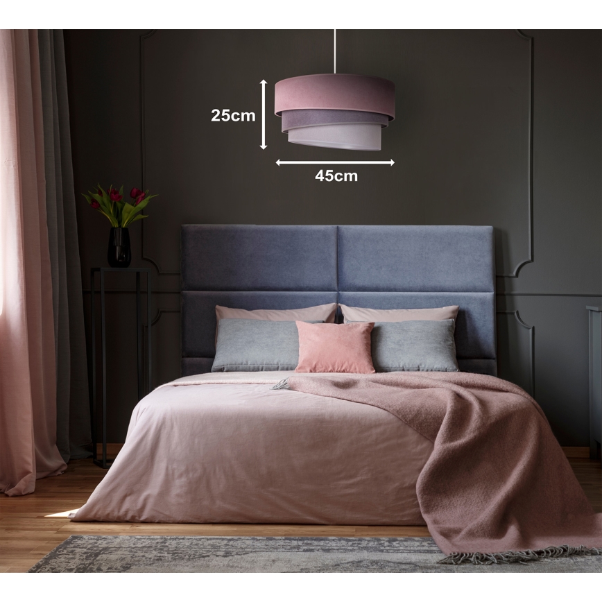 Duolla - Pendel TRIO 1xE27/15W/230V diameter 45 cm lyserød/grå/hvid