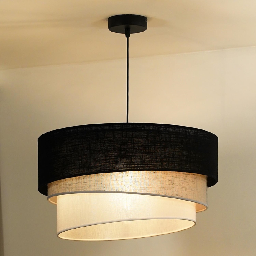 Duolla - Pendel TRIO 1xE27/15W/230V diameter 45 cm sort/grå/hvid