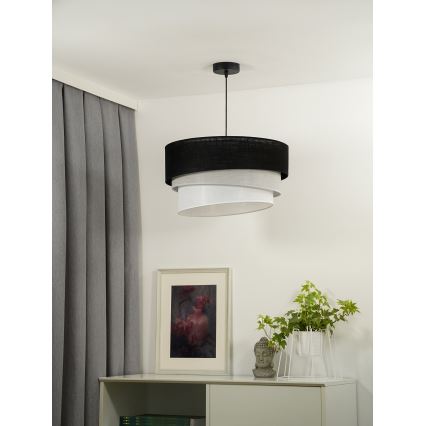 Duolla - Pendel TRIO 1xE27/15W/230V diameter 45 cm sort/grå/hvid