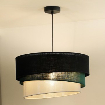 Duolla - Pendel TRIO 1xE27/15W/230V diameter 45 cm sort/grøn/hvid