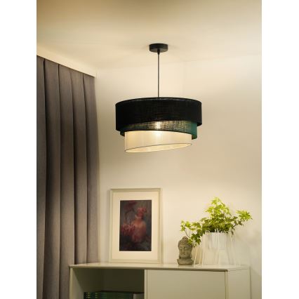 Duolla - Pendel TRIO 1xE27/15W/230V diameter 45 cm sort/grøn/hvid