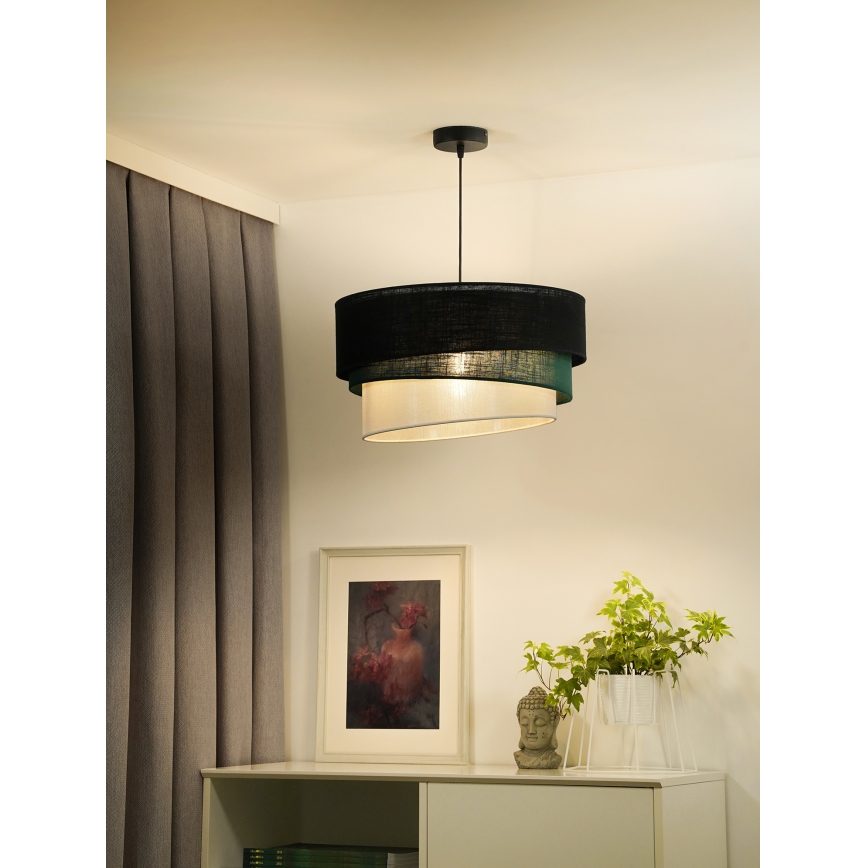 Duolla - Pendel TRIO 1xE27/15W/230V diameter 45 cm sort/grøn/hvid