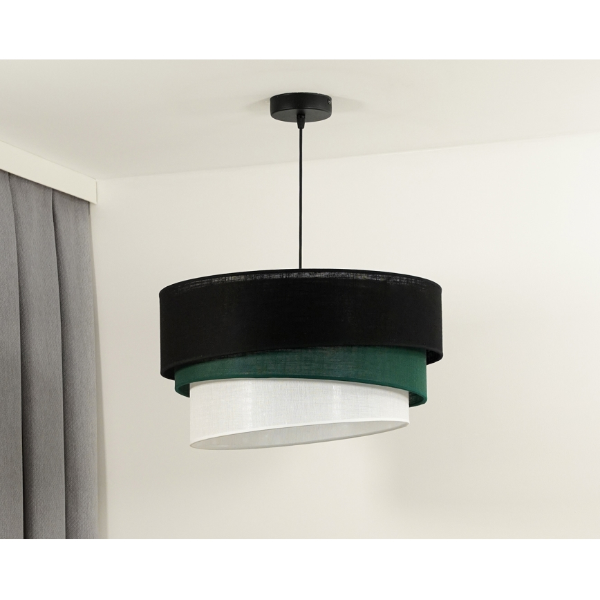 Duolla - Pendel TRIO 1xE27/15W/230V diameter 45 cm sort/grøn/hvid