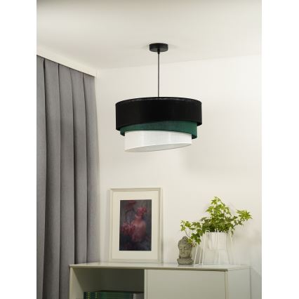 Duolla - Pendel TRIO 1xE27/15W/230V diameter 45 cm sort/grøn/hvid