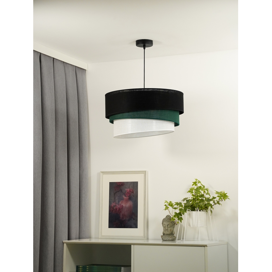 Duolla - Pendel TRIO 1xE27/15W/230V diameter 45 cm sort/grøn/hvid