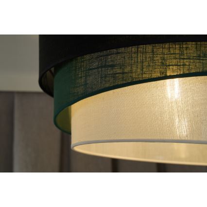 Duolla - Pendel TRIO 1xE27/15W/230V diameter 45 cm sort/grøn/hvid