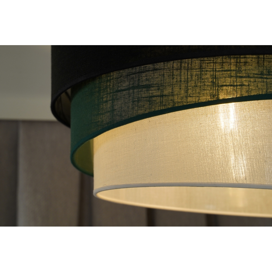 Duolla - Pendel TRIO 1xE27/15W/230V diameter 45 cm sort/grøn/hvid