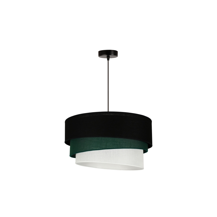 Duolla - Pendel TRIO 1xE27/15W/230V diameter 45 cm sort/grøn/hvid