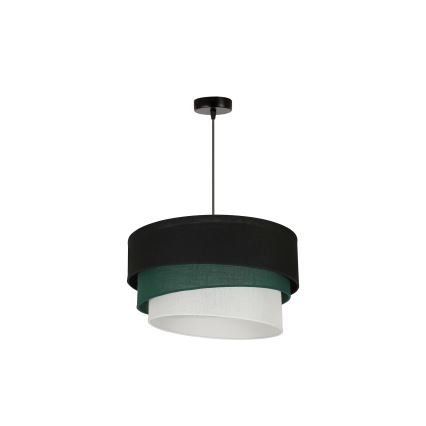 Duolla - Pendel TRIO 1xE27/15W/230V diameter 45 cm sort/grøn/hvid