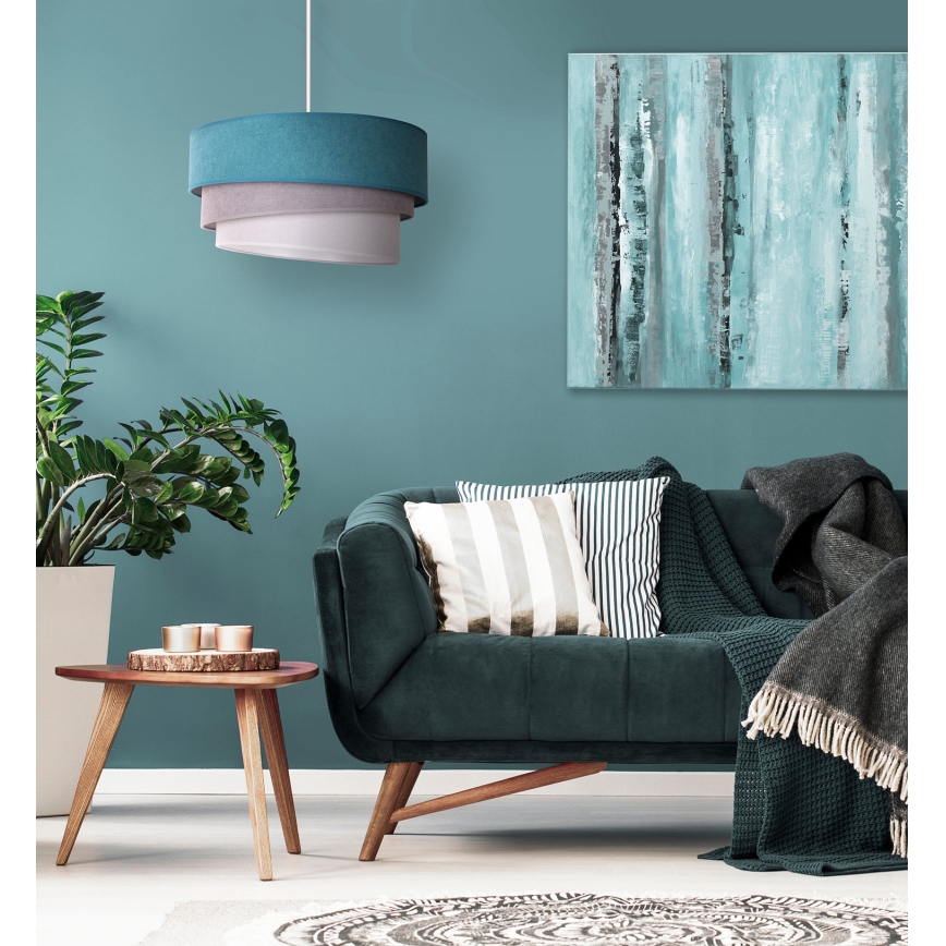 Duolla - Pendel TRIO 1xE27/15W/230V diameter 45 cm turkis/grå/hvid