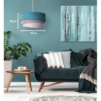 Duolla - Pendel TRIO 1xE27/15W/230V diameter 45 cm turkis/grå/hvid
