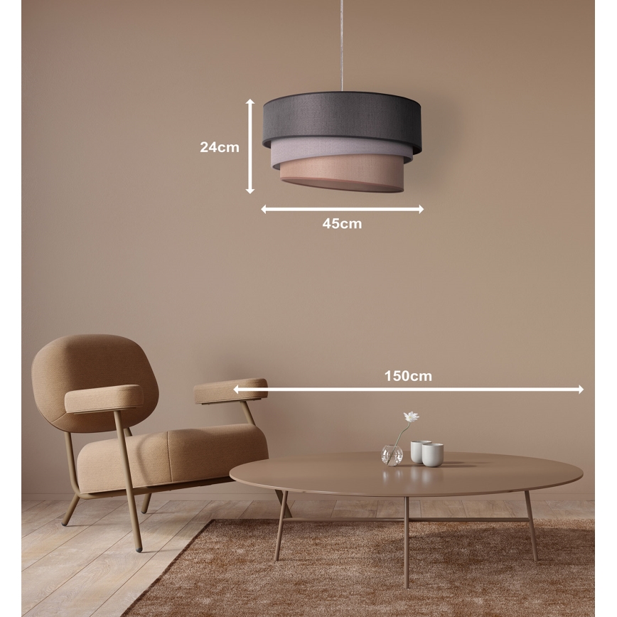 Duolla - Pendel TRIO 1xE27/40W/230V diameter 45 cm antracit/grå/brun