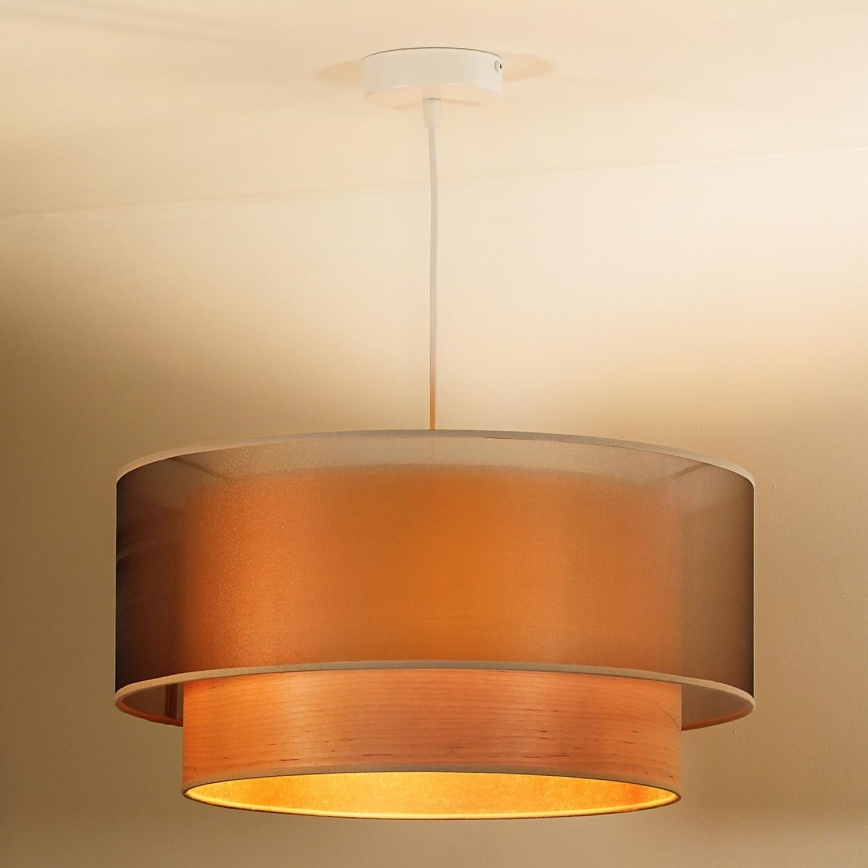 Duolla - Pendel WOOD BOHO 1xE27/15W/230V diameter 45 cm kobber/beige