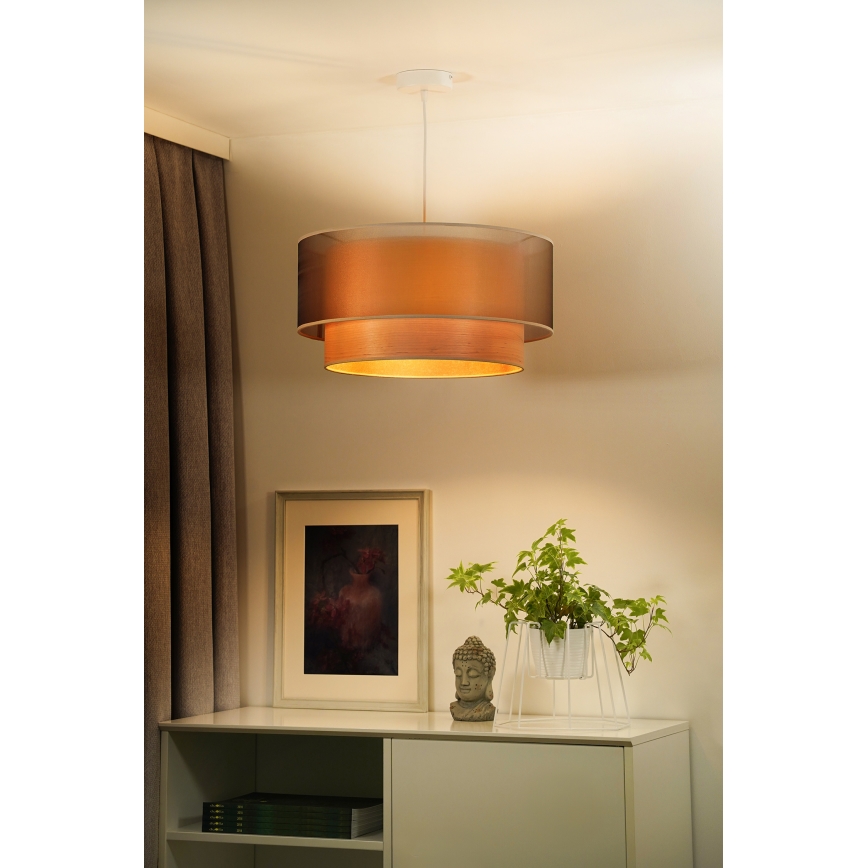 Duolla - Pendel WOOD BOHO 1xE27/15W/230V diameter 45 cm kobber/beige