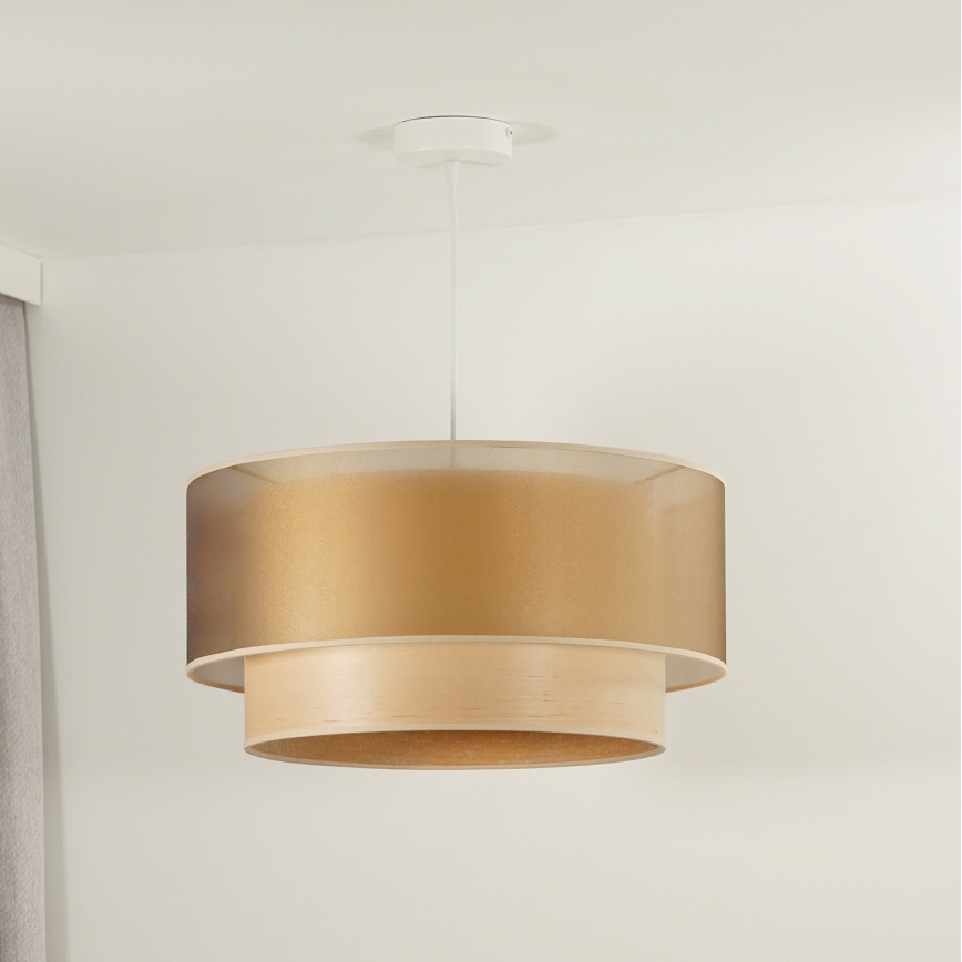 Duolla - Pendel WOOD BOHO 1xE27/15W/230V diameter 45 cm kobber/beige