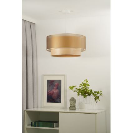 Duolla - Pendel WOOD BOHO 1xE27/15W/230V diameter 45 cm kobber/beige