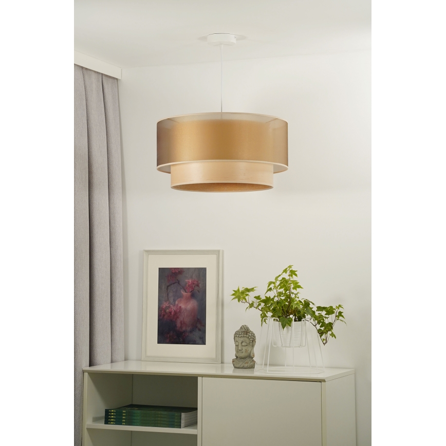 Duolla - Pendel WOOD BOHO 1xE27/15W/230V diameter 45 cm kobber/beige