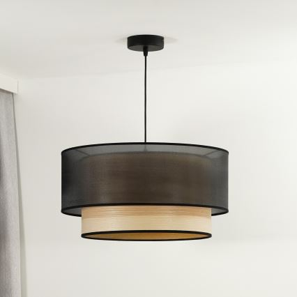 Duolla - Pendel WOOD BOHO 1xE27/15W/230V diameter 45 cm sort/beige