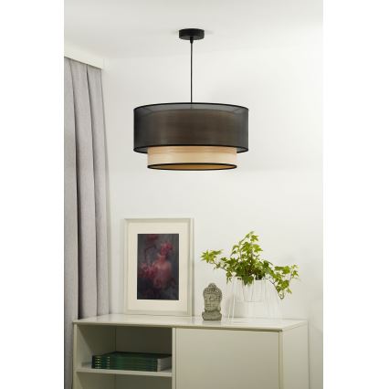 Duolla - Pendel WOOD BOHO 1xE27/15W/230V diameter 45 cm sort/beige