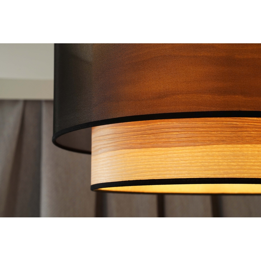Duolla - Pendel WOOD BOHO 1xE27/15W/230V diameter 45 cm sort/beige