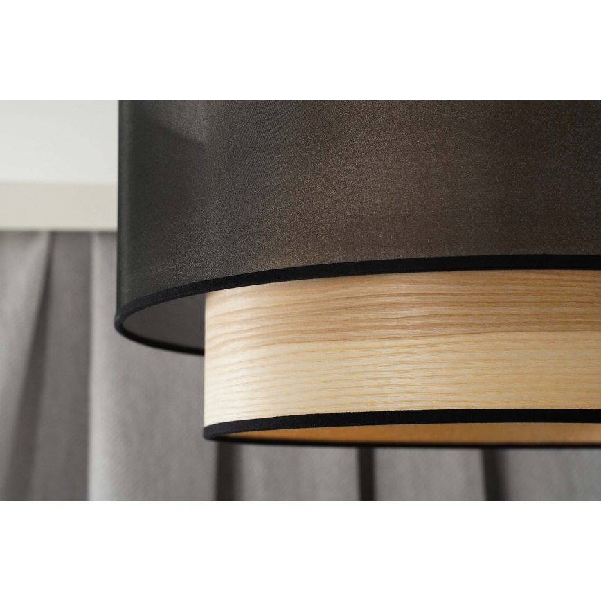 Duolla - Pendel WOOD BOHO 1xE27/15W/230V diameter 45 cm sort/beige